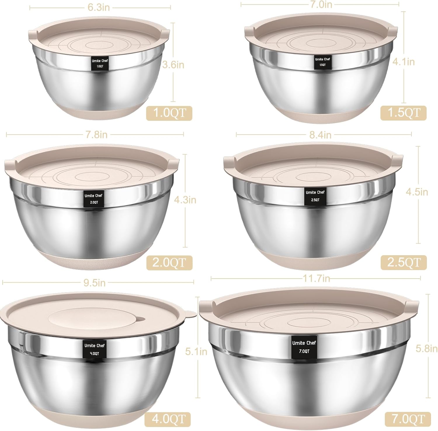 Mixing Bowls with Airtight Lids Set, - Image 2