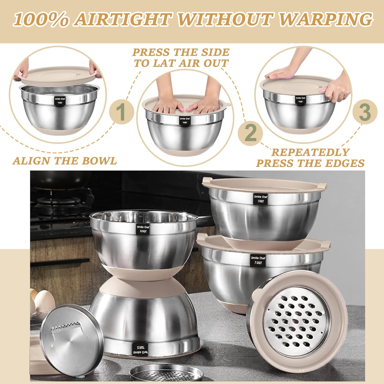 Mixing Bowls with Airtight Lids Set, - Image 5